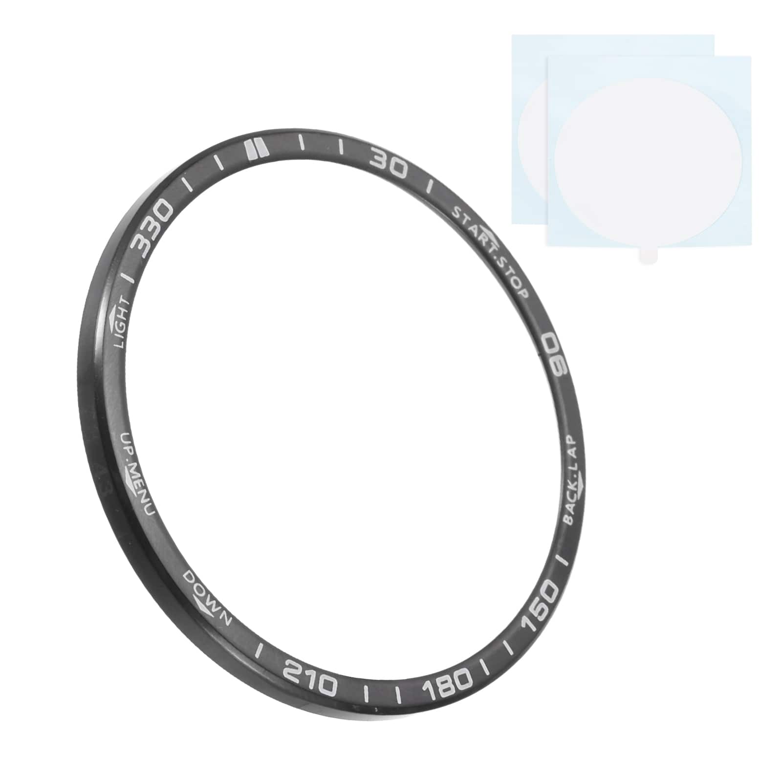 Unique Bargains - 43mm Stainless Steel Bezel Ring Adhesive Bumper Cover Protective Case for Garmin Fenix 8 Amoled - Black/White