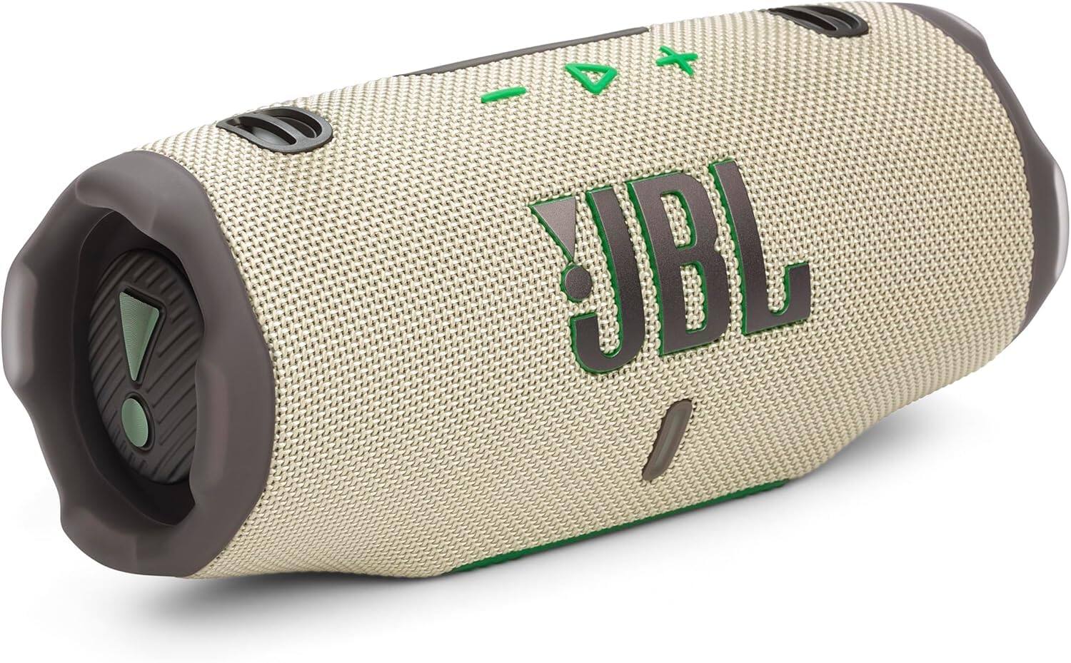 Left. JBL - Charge 6 Portable Waterproof Bluetooth Speaker with Carrying Case - Sand.