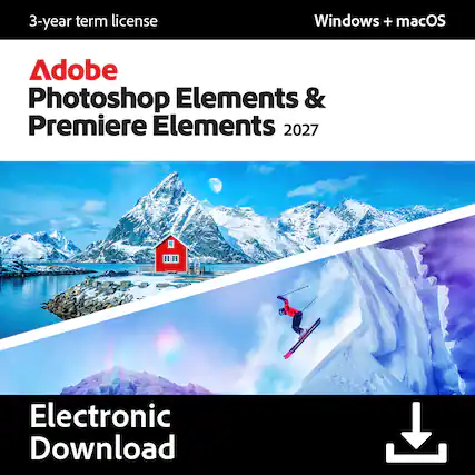 3-year term license
Windows + macOS
Adobe Photoshop Elements & Premiere Elements 2027
Electronic Download