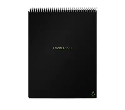 Front. Rocketbook - Flip Reusable Smart Notepad, 8.5" x 11", Lined & Dot Grid Ruled, 32 Sheets - Black.