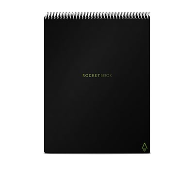 Front. Rocketbook - Flip Reusable Smart Notepad, 8.5" x 11", Lined & Dot Grid Ruled, 32 Sheets - Black.