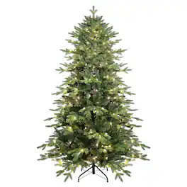BreeBe - 7.5FT PVC+PE Christmas Tree with 450 Warm White UL Lights 2856Tips - Green
