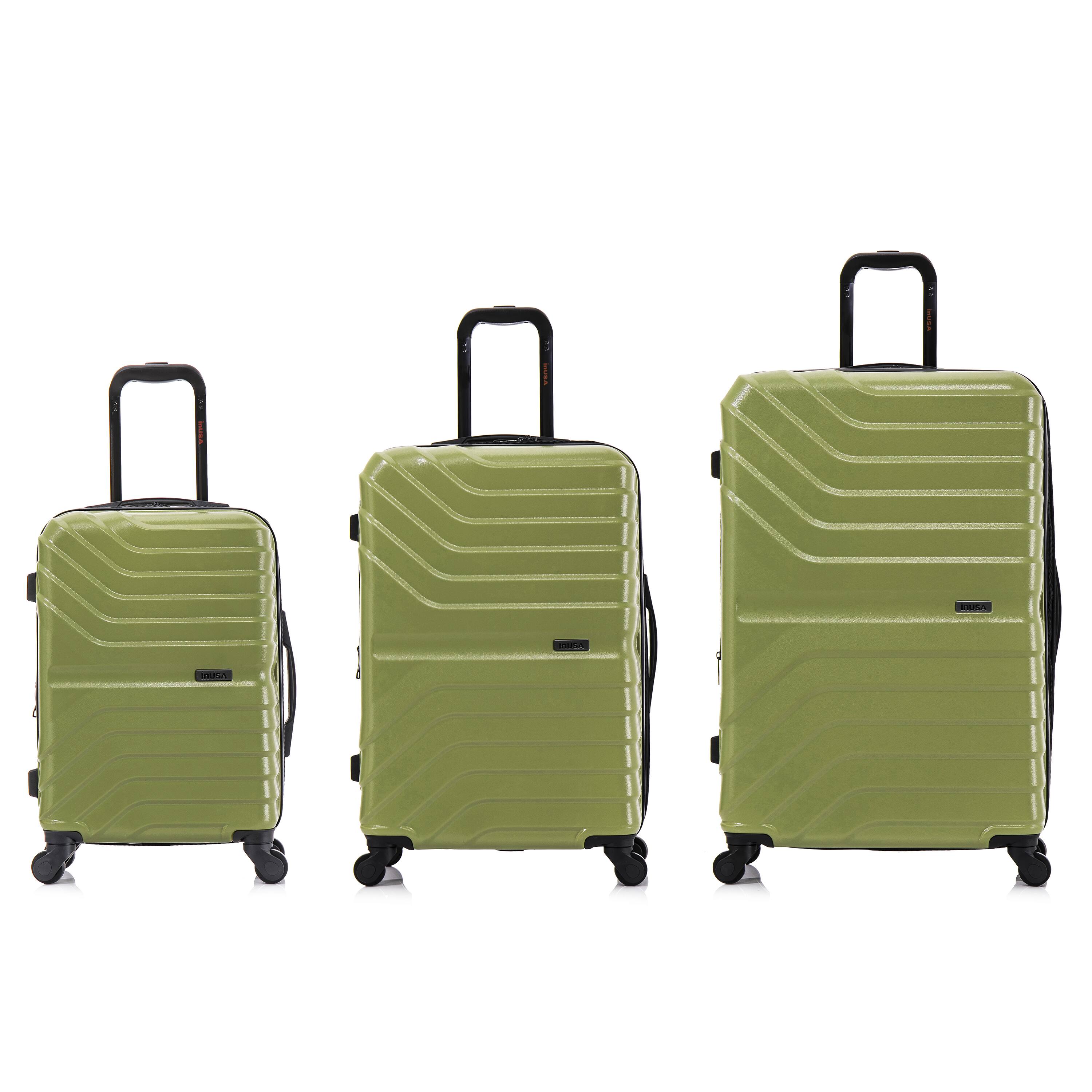 Back. InUSA - Aurum lightweight hardside spinner 3 Piece Luggage Set  20"/24"/28" - GREEN.
