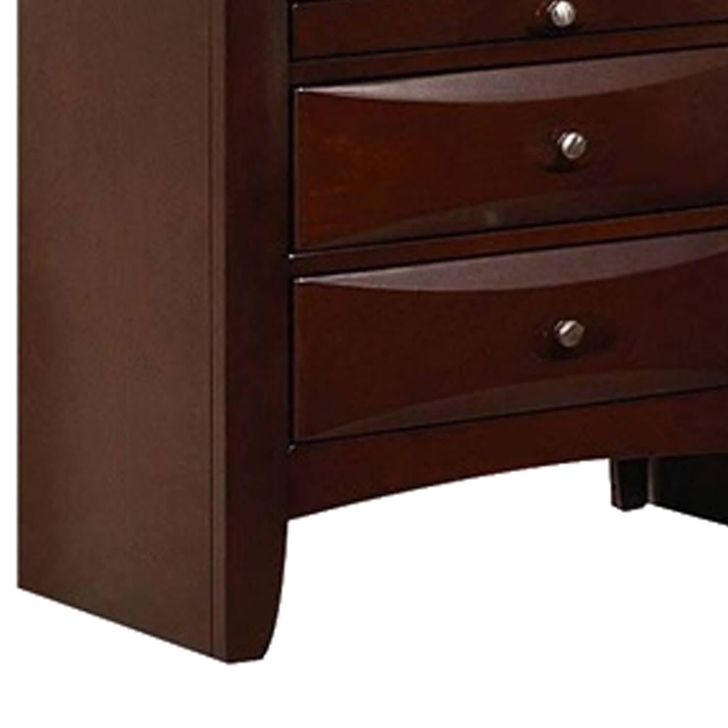 Alt View 3. Manhattan Lane - Contemporary Style Wooden Nightstand with Three Drawers and Metal Knobs - Brown.