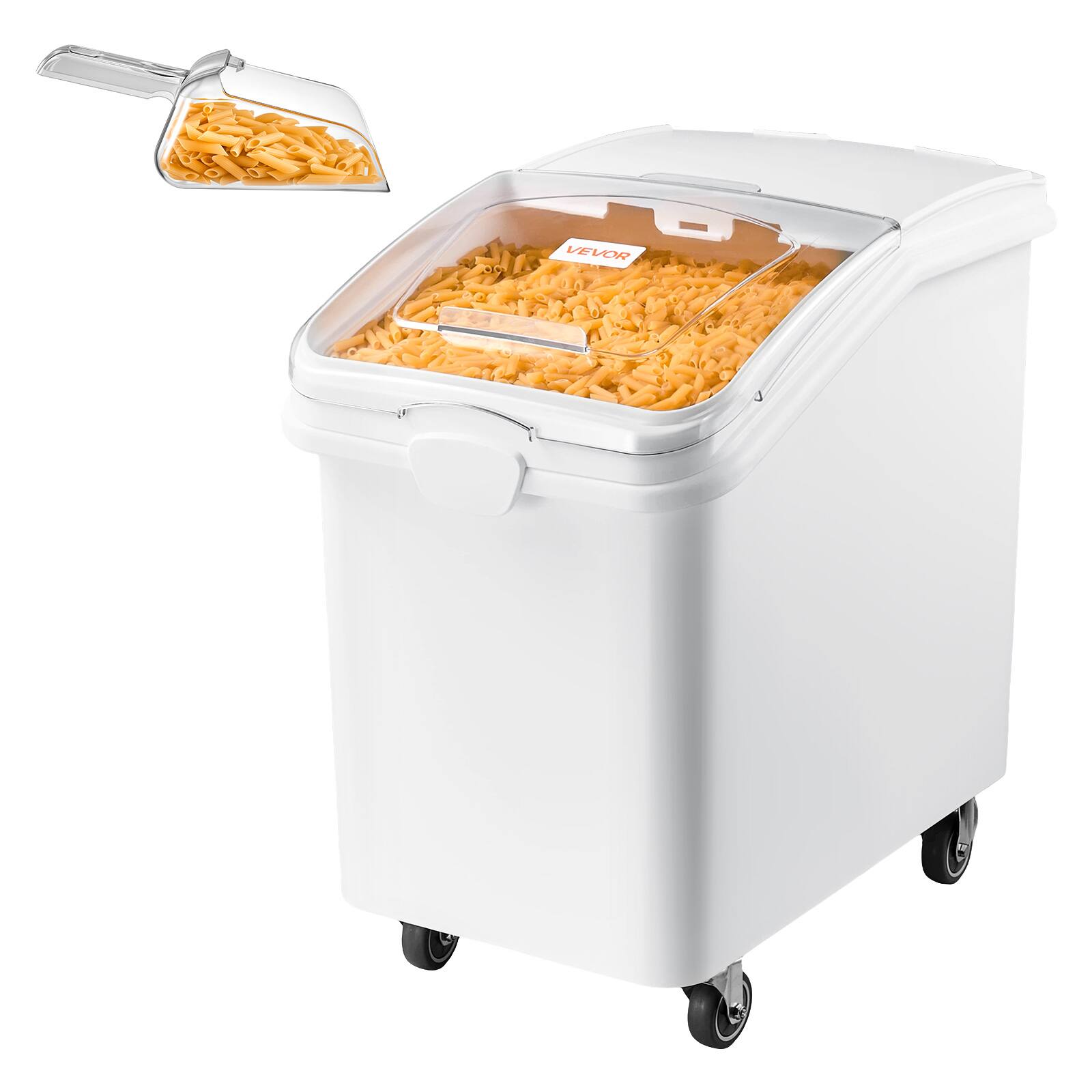 Front. VEVOR - Rice Storage Container 198 lbs/31.7 Gallons Dog Food Dispenser Bin, for Kitchen Pantry, 120L Large Grain Cereal Flour - White.