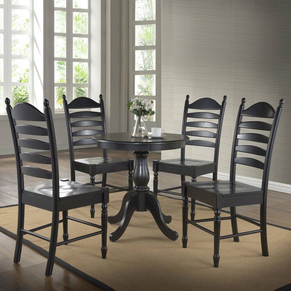 Alt View 6. Carolina Chair & Table - Fairview 36" Pedestal Dining Table with 4 Whitman Dining Chairs - Antique Black - Antique Black.