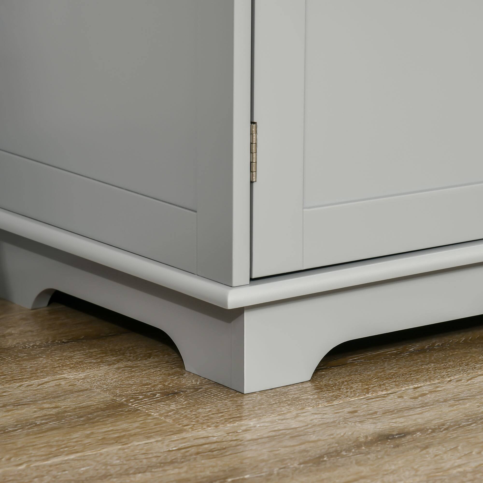 Alt View 8. Homcom - Sideboard with Solid Wood Countertop, Modern Kitchen Storage Cabinet, Coffee Bar Cabinet with Drawers & Adjustable Shelf - Gray.