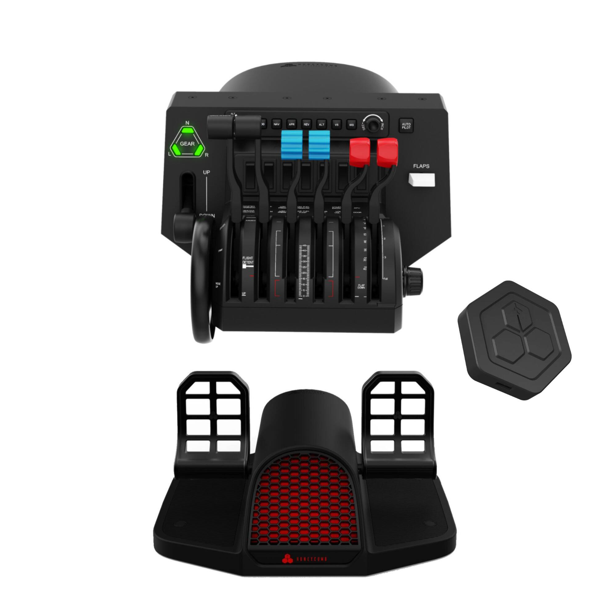 Honeycomb Aeronautical - Honeycomb Bravo Throttle Quadrant with Charlie Rudder Pedals and Xbox Hub Bundle - Black