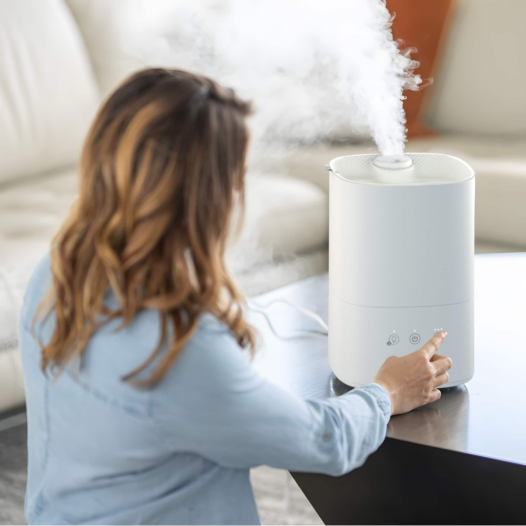 Alt View 4. Miko - Miko Breeze Smart Humidifier with App Control – 750 sq. ft. Coverage, 3L Tank, Cool Mist & Aromatherapy – White - White.