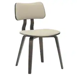 LeisureMod - Clivo Modern Dining Chair, Walnut Wood & Upholstered Leather Accent Side Chair - Dark Walnut/Taupe