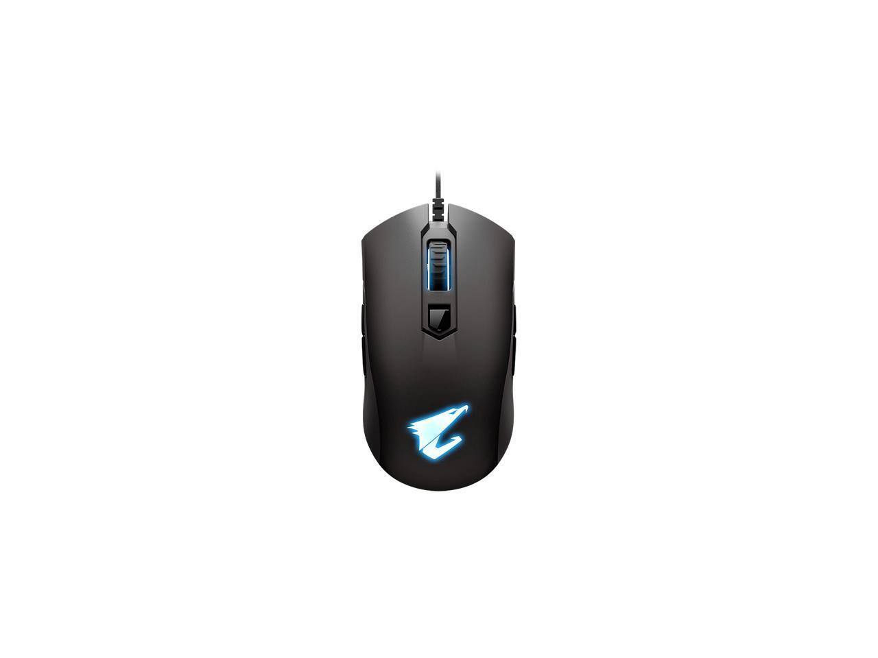 Front. GIGABYTE - AORUS M4 6400 DPI Optical, Ambidextrous, RGB Fusion 2.0 Wired Mouse (Matte Black) - Matte Black.