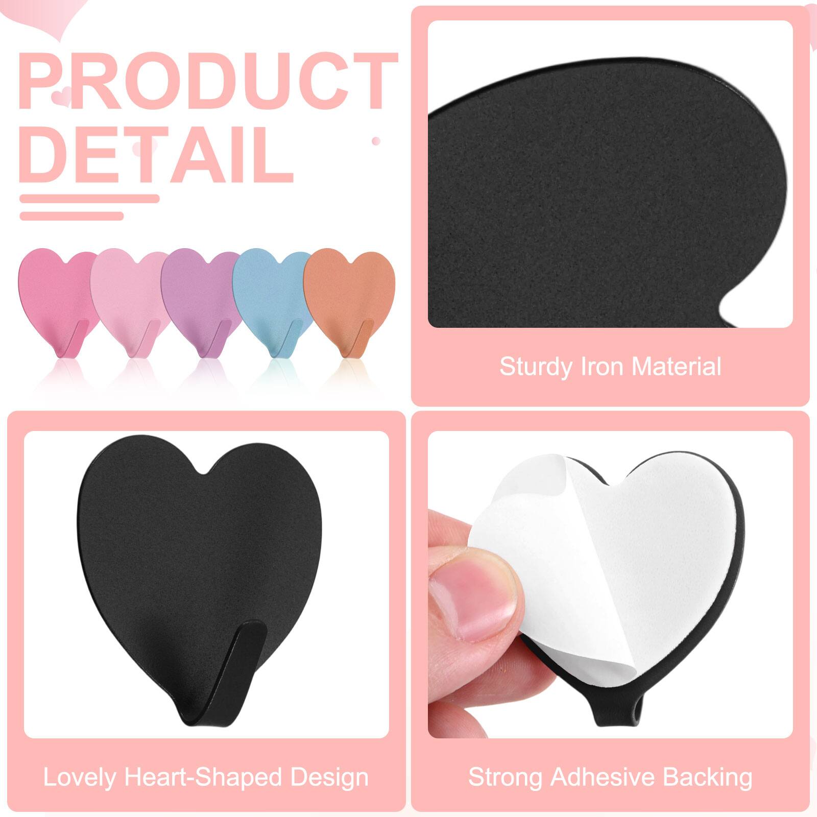 PRODUCT DETAIL

- Sturdy Iron Material
- Lovely Heart-Shaped Design
- Strong Adhesive Backing