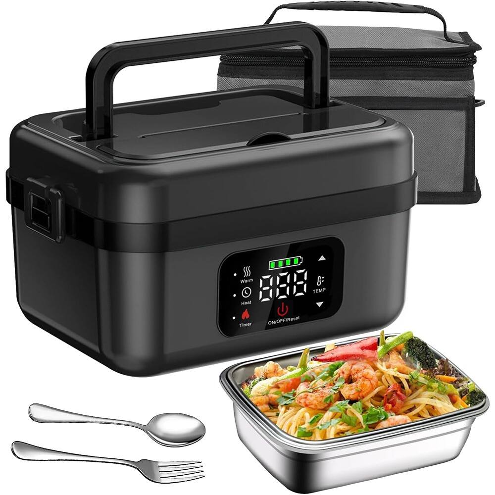 RTMB - Cordless Electric Lunch Box 1L, 16000mAh Rechargeable Leak-Proof Warmer - Black