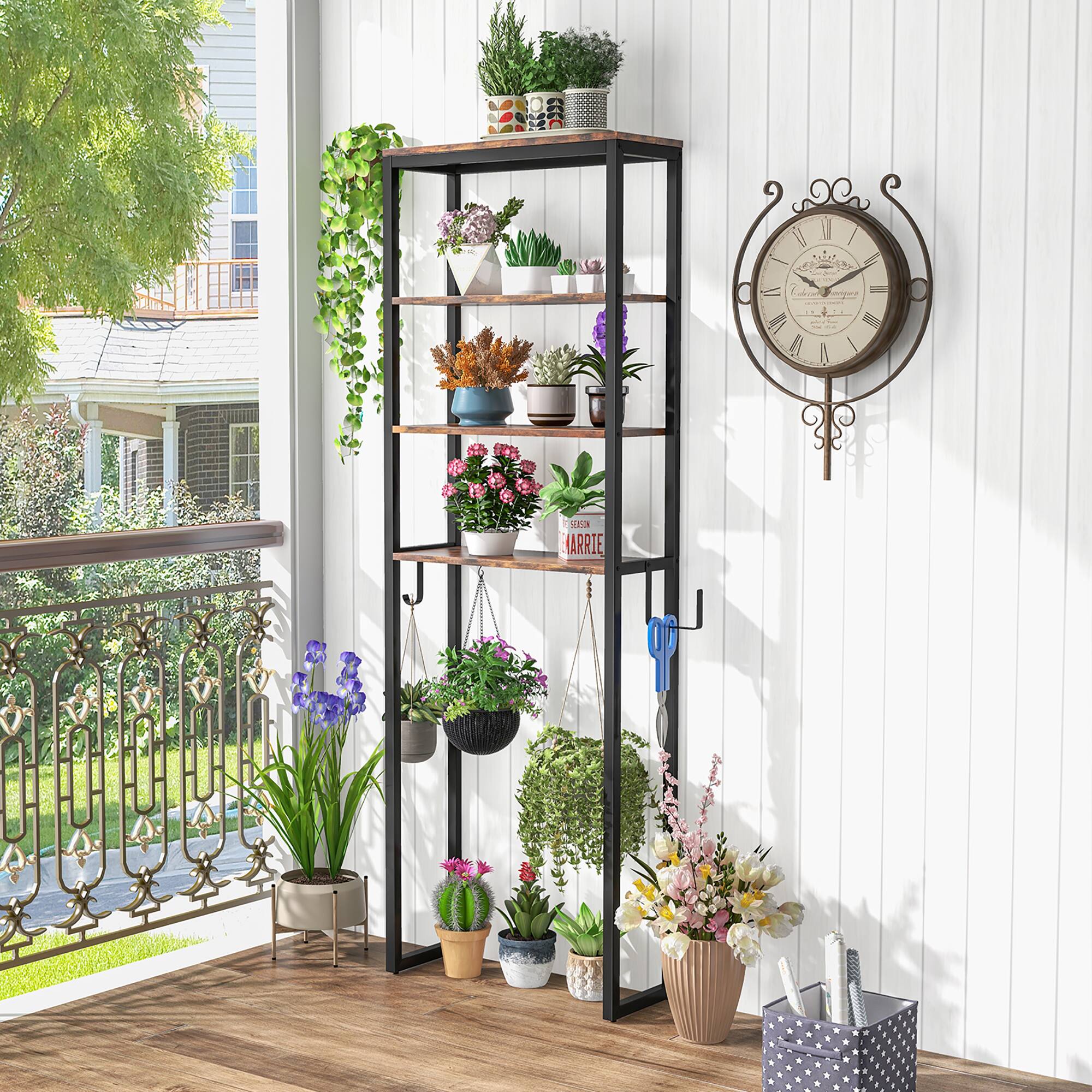 Alt View 1. Gymax - Gymax Over The Toilet Storage 4-Tier Industrial Over-the-Toilet Space Saver Storage Rack Rustic Brown - Rustic Brown.