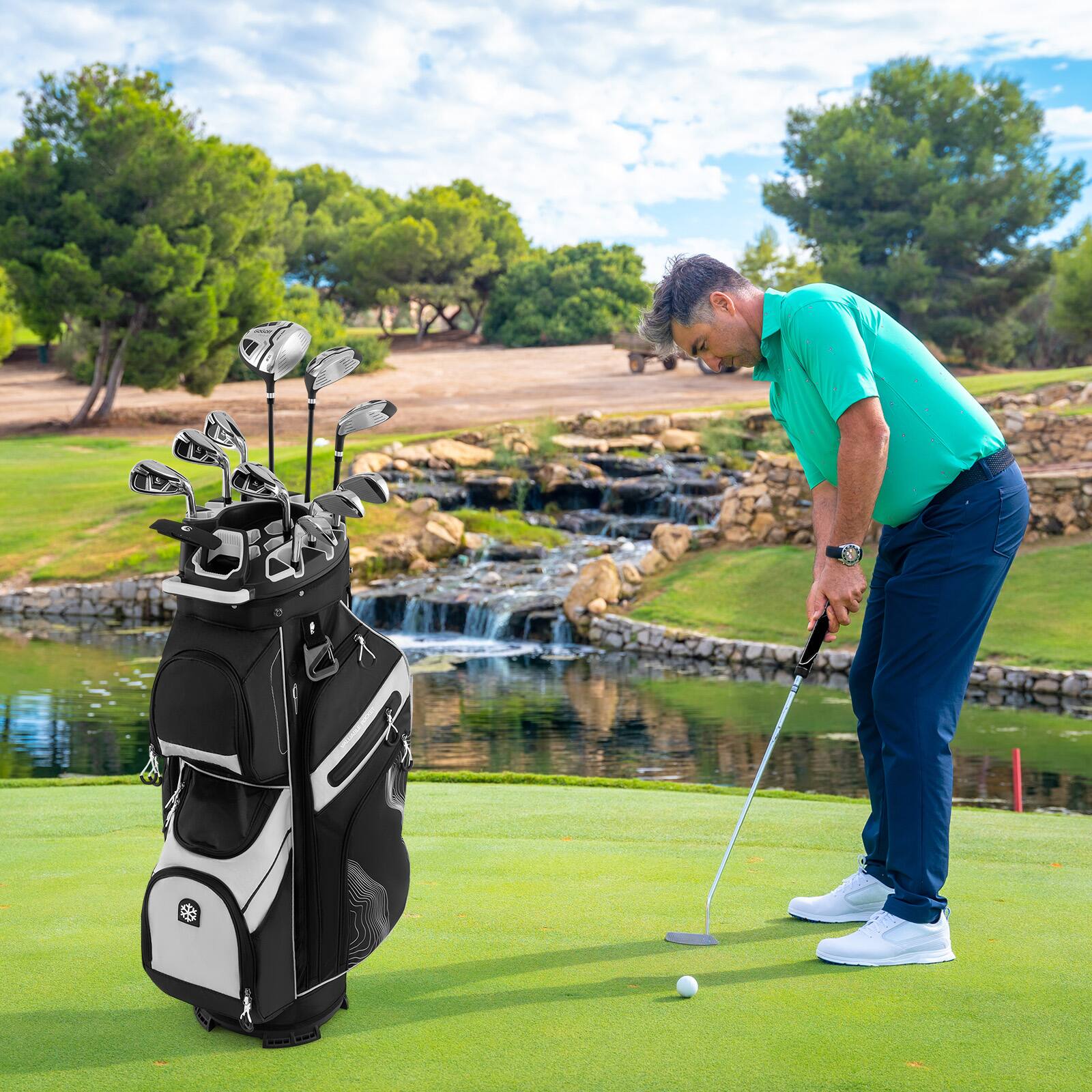 Alt View 3. Gymax - Gymax Golf Cart Bag Molded Lock Top Golf Bag w/14-Way Full Length Dividers 11 Pockets Gray - Gray.