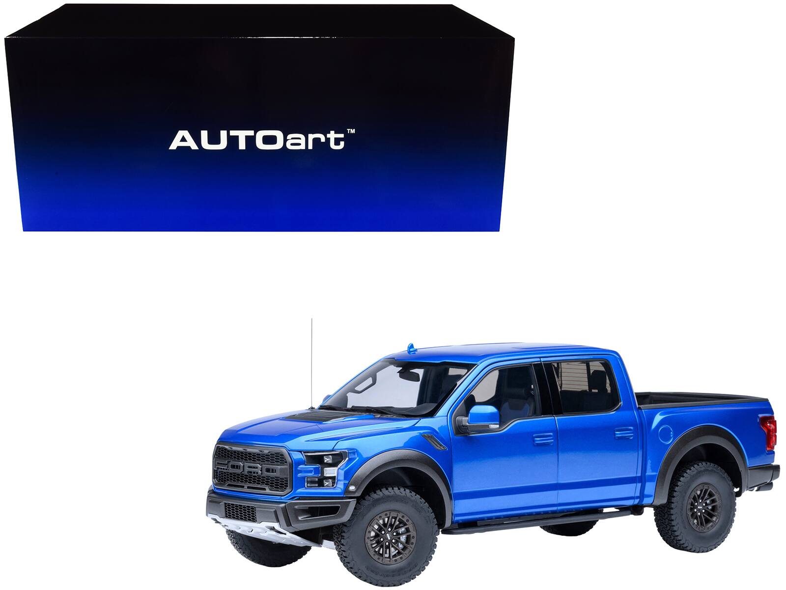 2019 Ford F-150 Raptor Pickup Truck Velocity 1/18 Model Car by Autoart - Blue