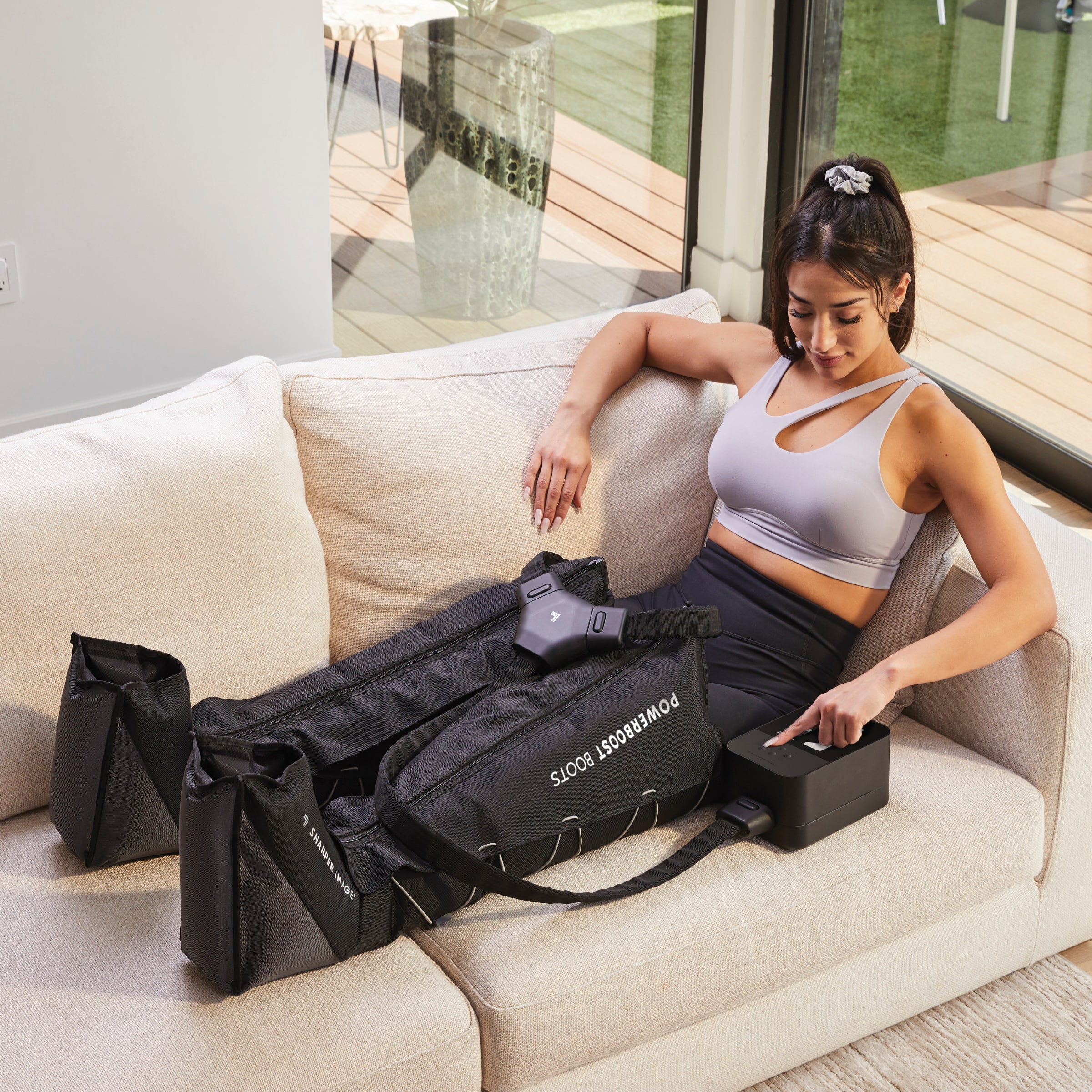 Alt View 13. Sharper Image - Powerboost Boots, Air Compression Leg Massager - Black.