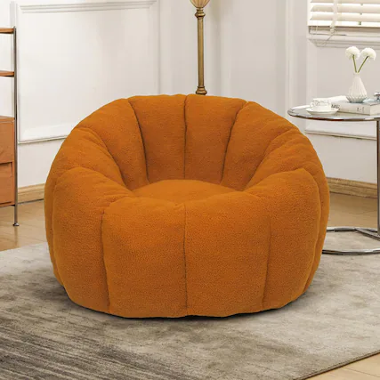 Front. Trinkets Crazed - Bean Bag Chair, Bean Bag Sofa Chair with Armrests Stuffed High-Density Foam, Lazy Sofa Comfy Chairs - orange.