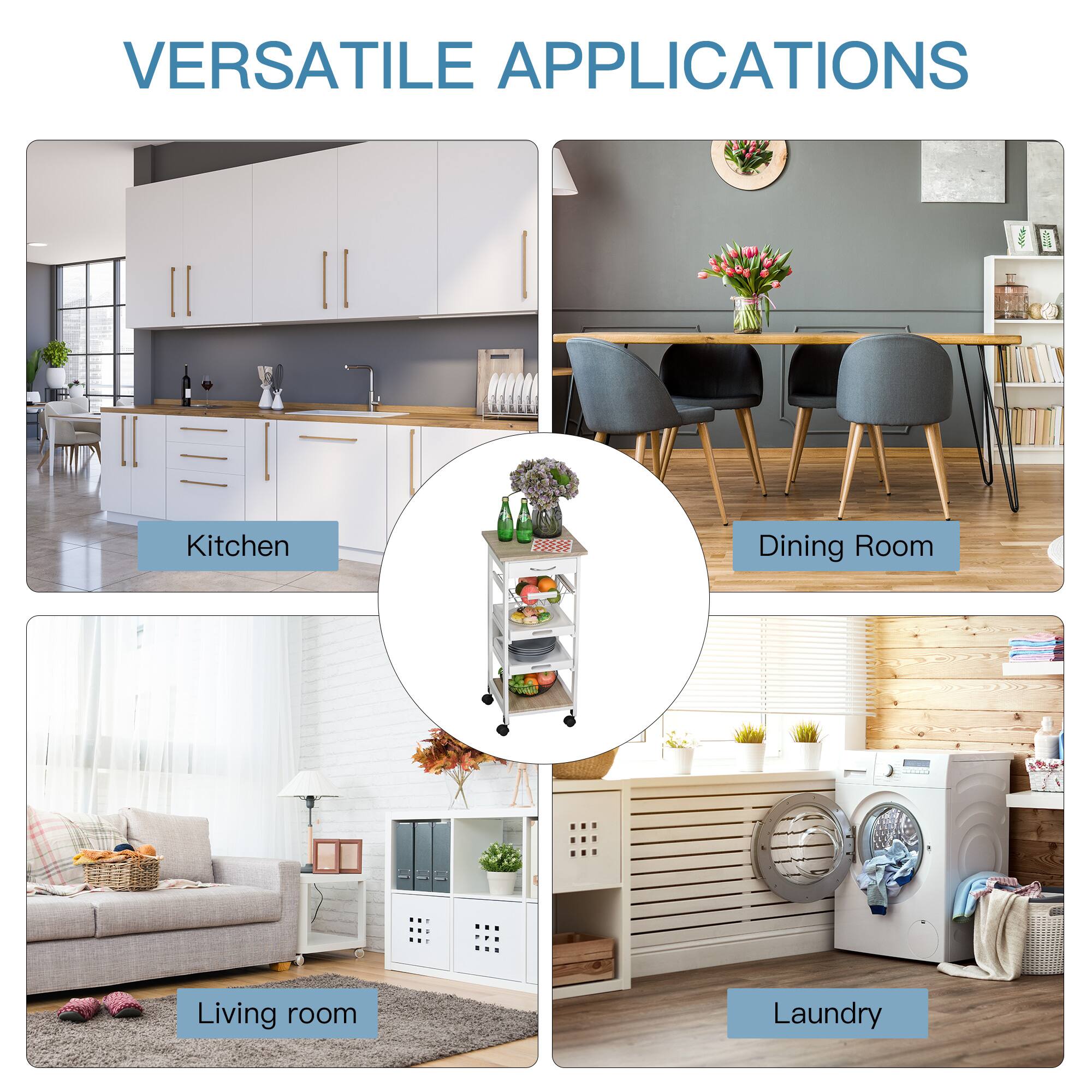 VERSATILE APPLICATIONS in Kitchen, Dining Room, Living room, Laundry