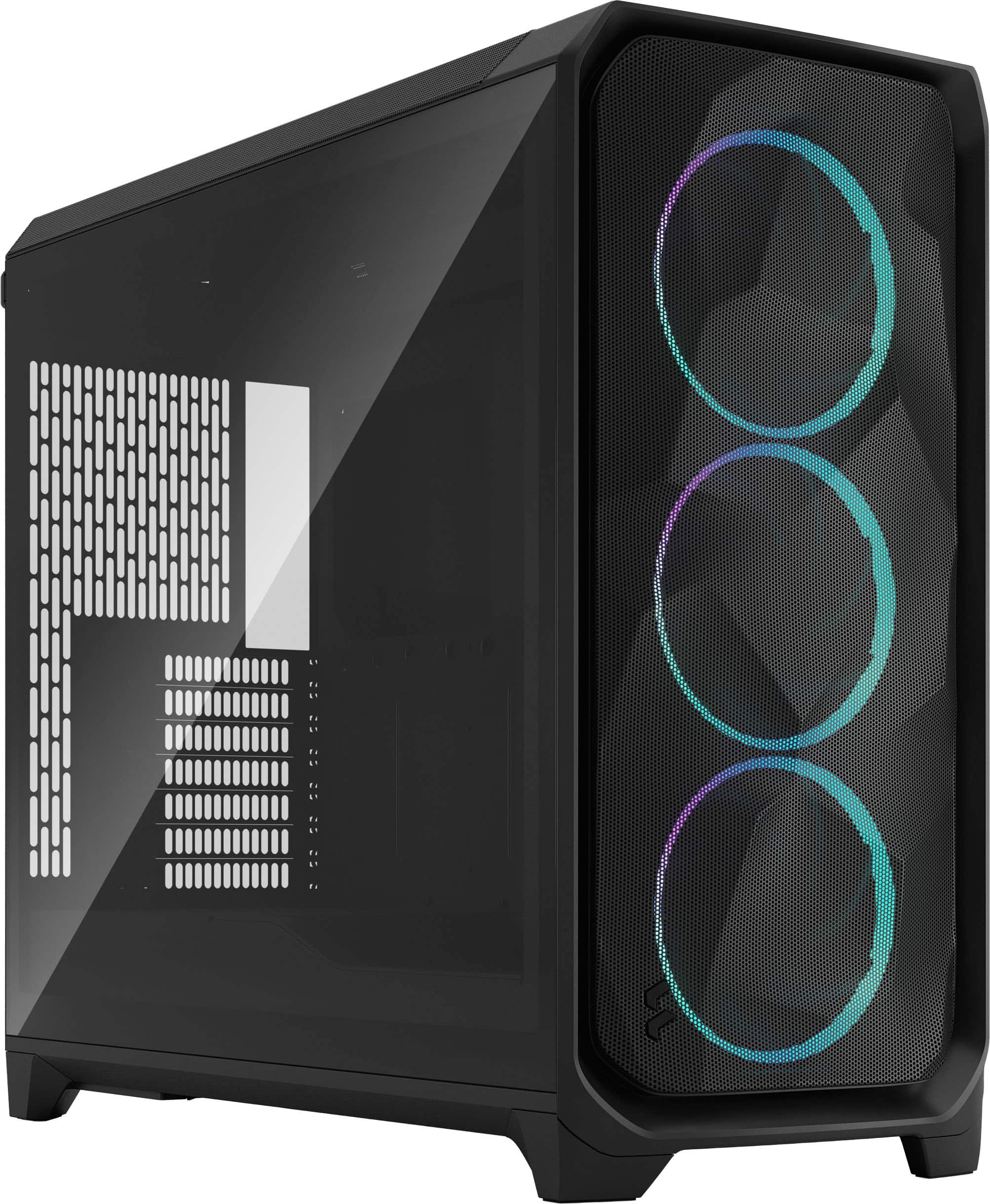 Fractal Design - Meshify 3 XL RGB E-ATX Black Chassis with Light Tinted TG Side Panel Full Tower PC Case - Black - Front_Zoom