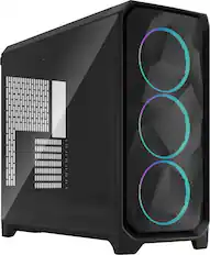 Front. Fractal Design - Meshify 3 XL RGB E-ATX Black Chassis with Light Tinted TG Side Panel Full Tower PC Case - Black.