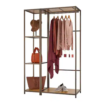 Front. TRINITY - 45x20x72 Modular Bamboo Closet Organizer 2-Piece Set Bronze Anthracite - Bronze Anthracite®.