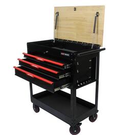 LOVMOR - 3 DRAWERS MULTIFUNCTIONAL TOOL CART WITH WHEELS AND WOODEN TOP