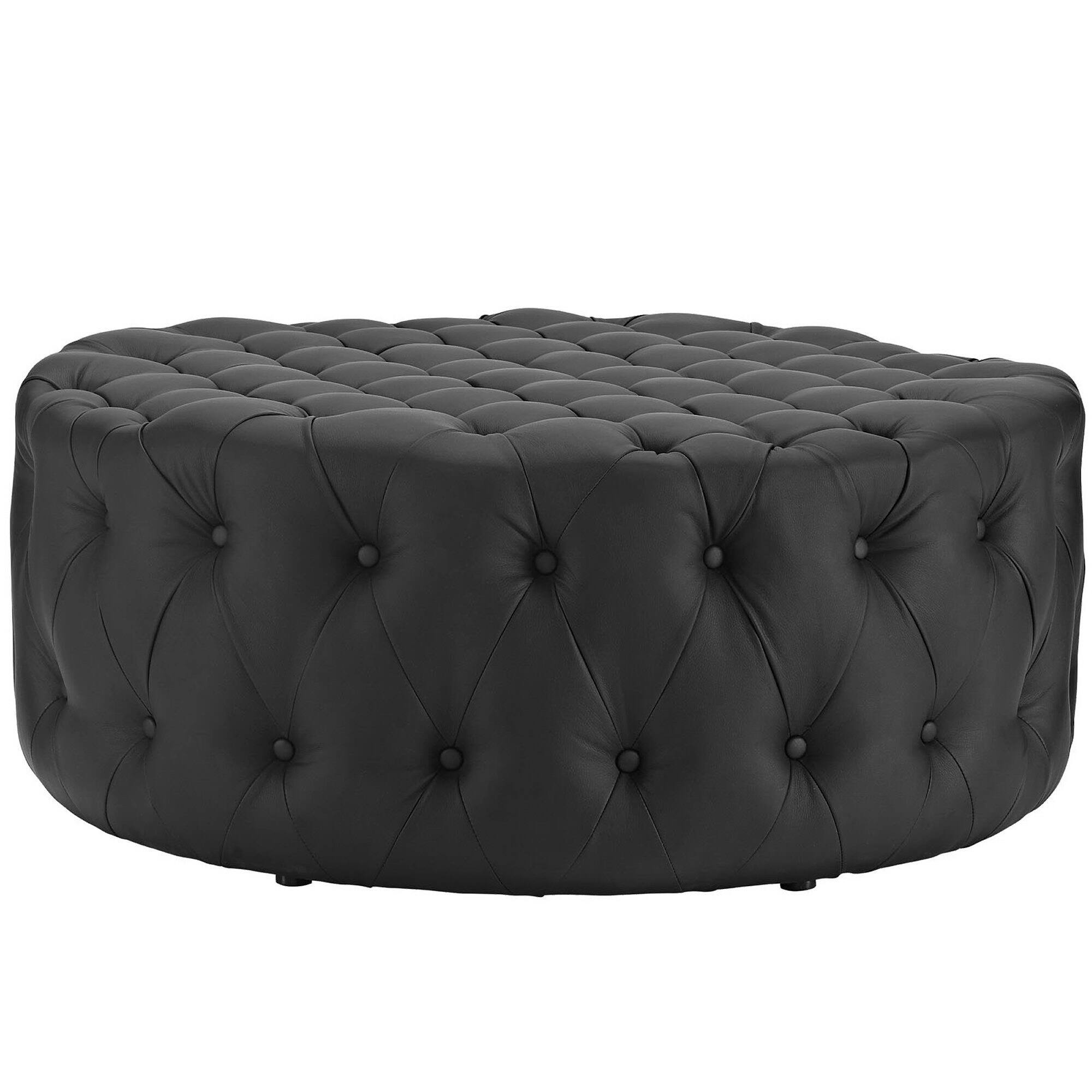 Back. Modway - Amour Upholstered Vinyl Ottoman by Modway - EEI-2224-BLK.