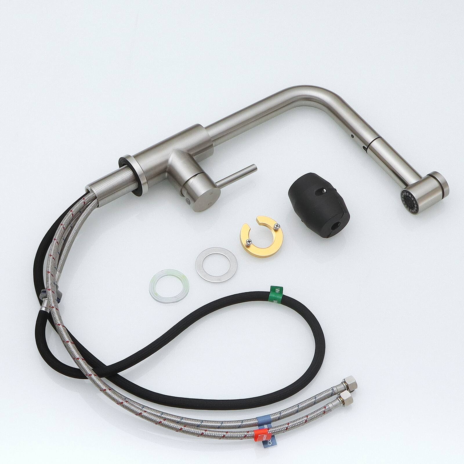 Alt View 8. Siljoy - Sink Faucet, Black Kitchen Faucets with Pull out Sprayer, Bathroom Sink Faucets Mini Bar Prep Faucet - Brushed Nickel.