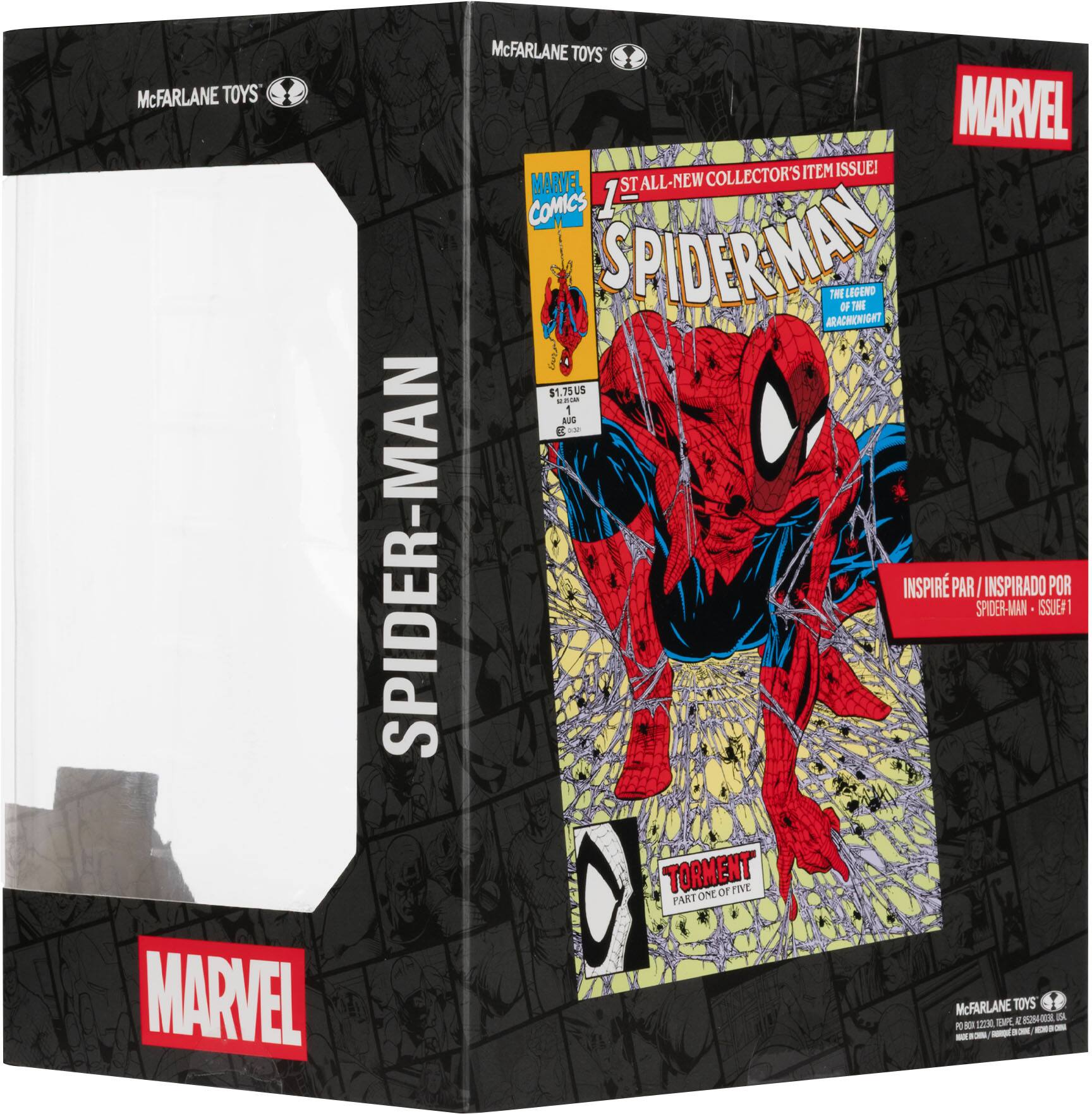 McFARLANE TOYS SPIDER-MAN MARVEL
McFARLANE TOYS MARVEL COLLECTOR'S ITEM ISSUE
MARVEL ST ALL-NEW COMICS
1 SPIDER-MAN THE LEGEND OF THE ARACHNID KING $1.75 US
1 L5 -- 1 NUs C -- INSPIRE PAR | INSPIRADO POR SPIDER-MAN ISSUE 1 | E TORMENT PART ONE OF FIVE
McFARLANE TOYS & Bn d M - I SARE - - - - -
