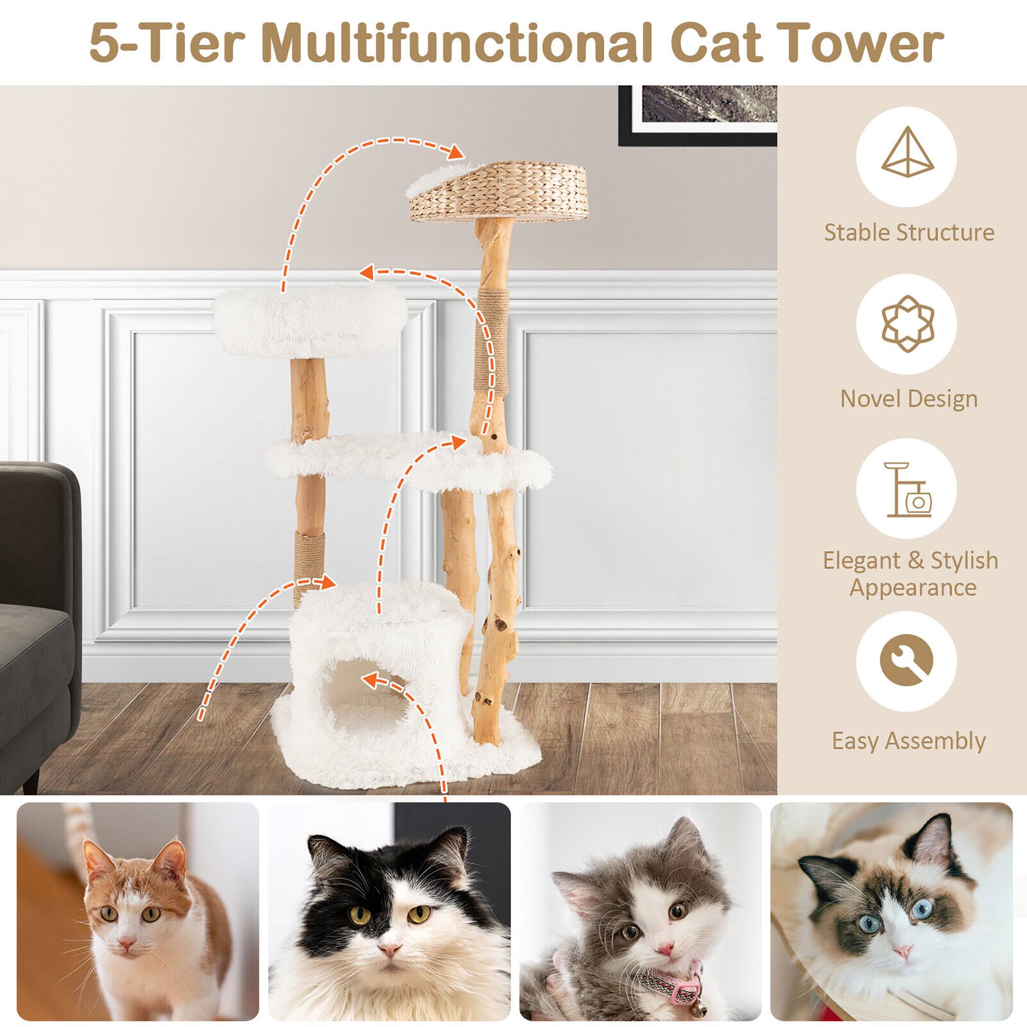 5-Tier Multifunctional Cat Tower

- Stable Structure
- Novel Design
- Elegant & Stylish Appearance
- Easy Assembly