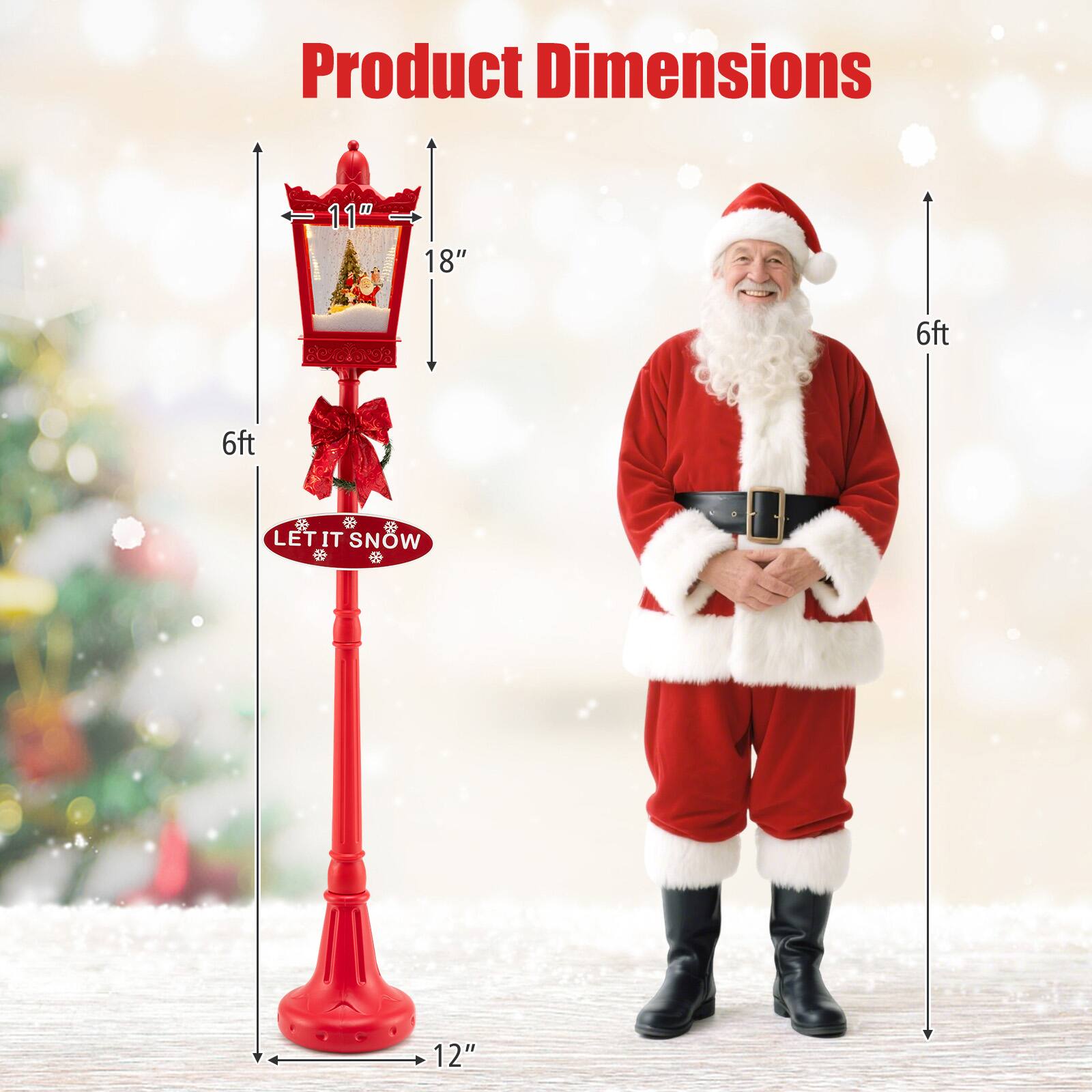Product Dimensions

- Height: 6ft
- Width: 18"
- Depth: 11"
- Base Diameter: 12"