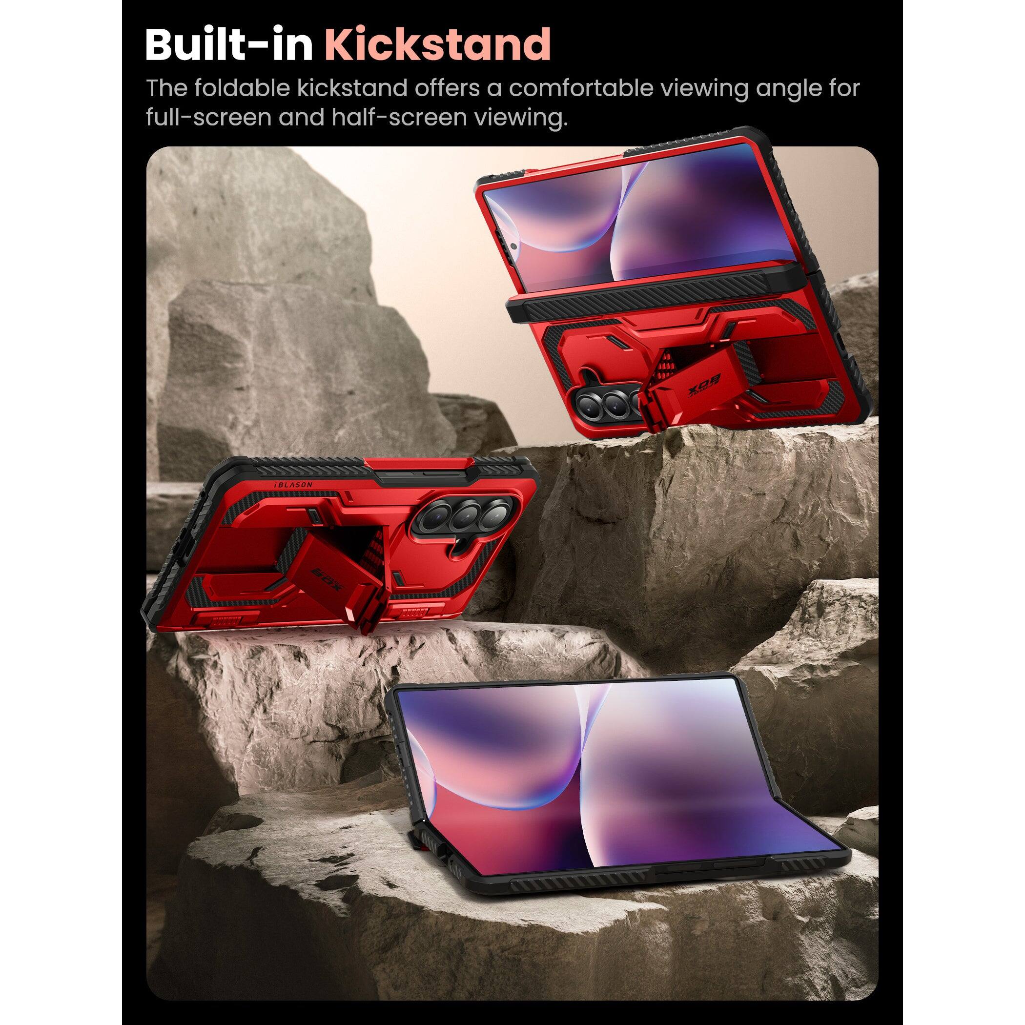 Built-in Kickstand

The foldable kickstand offers a comfortable viewing angle for full-screen and half-screen viewing.