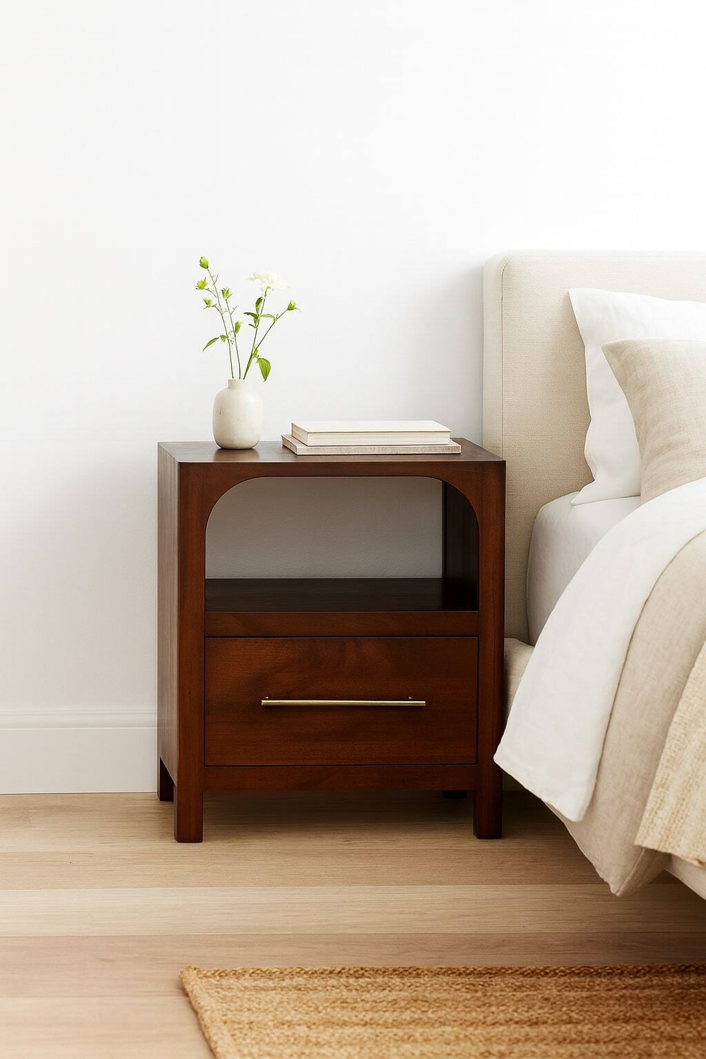 Alt View 2. Artisan Furniture - Artisan Furniture Solid Wood Arched Edge 1 Drawer Bedside - Brown.