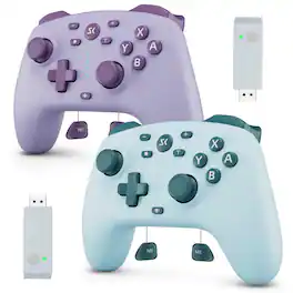 Dazzling Pops - controller for switch switch oled pc with adapter hall joysticks triggers wake up buttons turbo function - Lake Blue+Purple