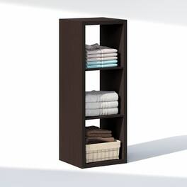 Furinno - CUBIC Closet Organizers, 3-Cube Open Closet Organizer, Extra Thick Frame, for Wardrobe, Bedroom, Living Room - Black Dark Oak
