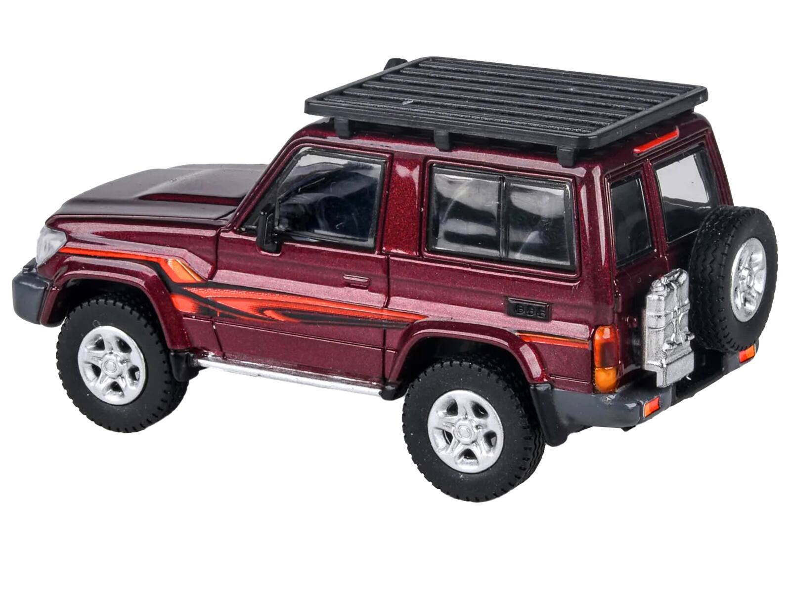 Angle. Paragon - 2014 Toyota Land Cruiser LC 71 Red Metallic with Graphics 1/64 Diecast Model Car by Paragon Models - Red Metallic.