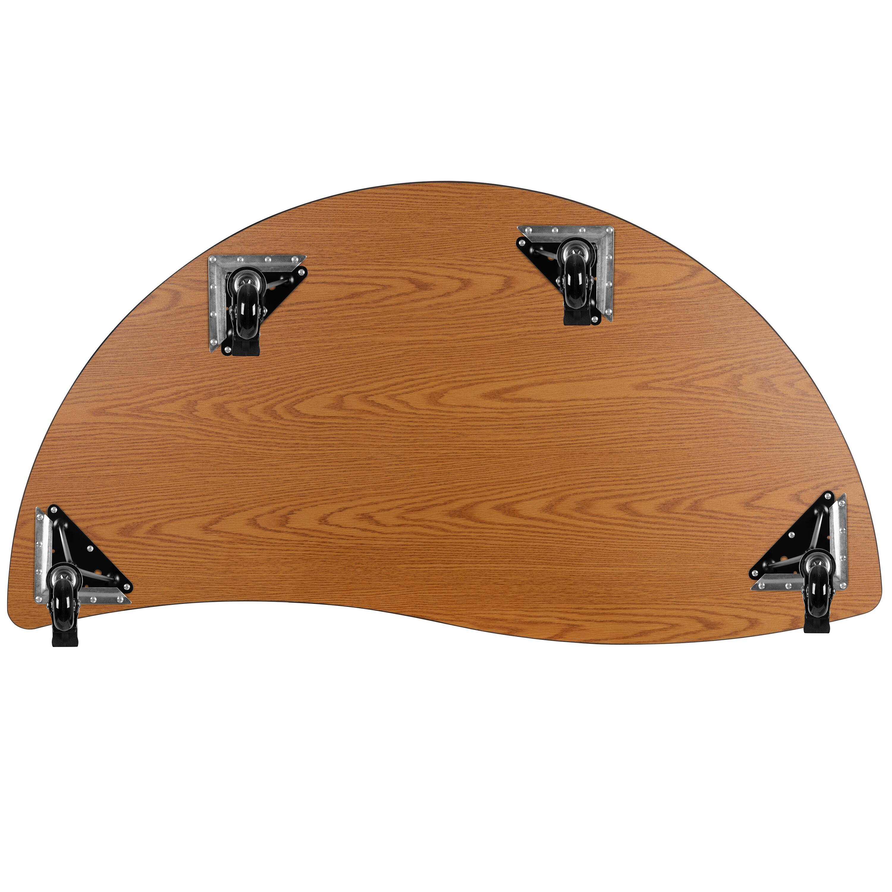 Alt View 7. Emma + Oliver - Mobile 60" Half Circle Wave Flexible Collaborative Adjustable Height Activity Table - Grey.