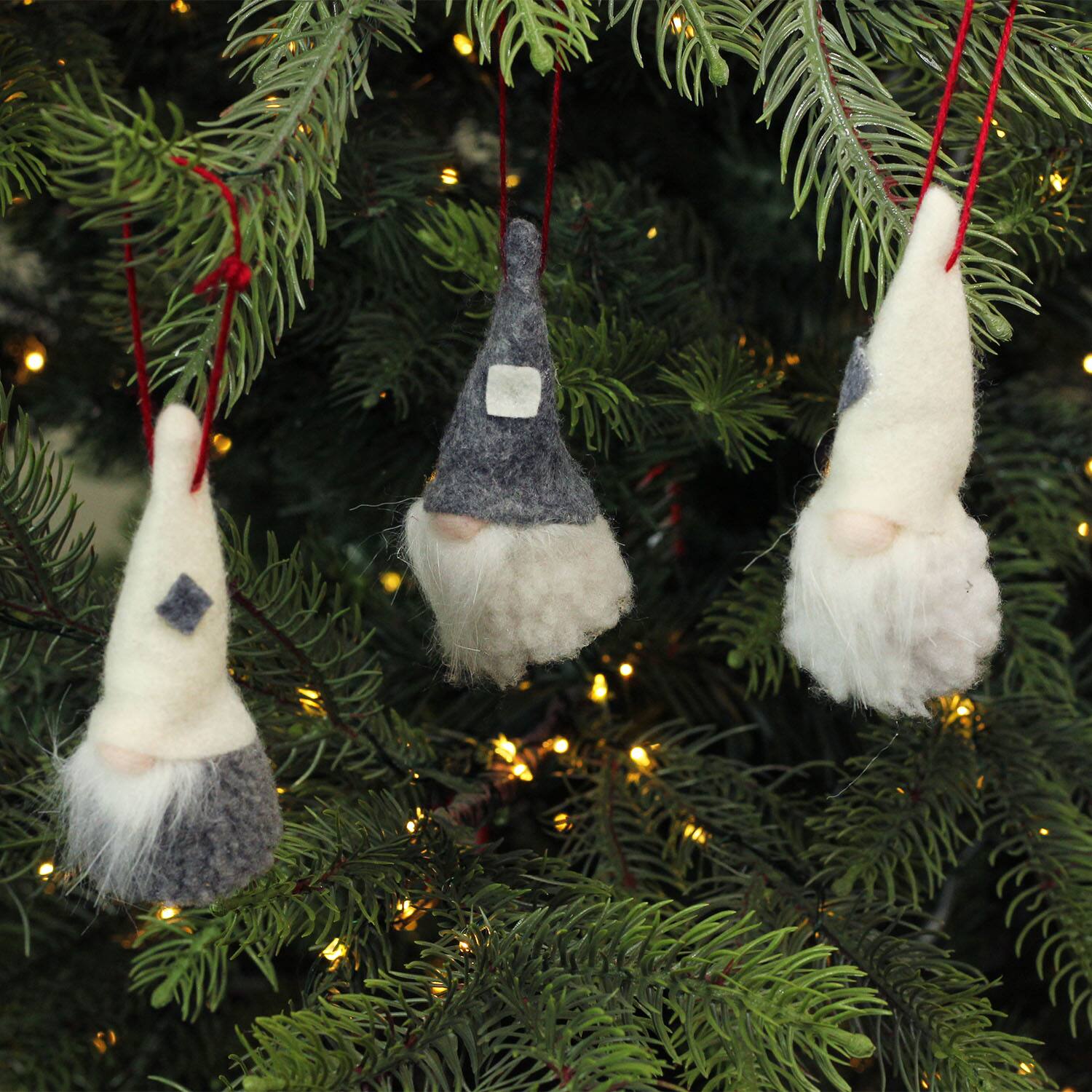 Alt View 4. Northlight - Christmas Gnomes Heads - 3.75" - Gray and Cream - Set of 3 - Gray.