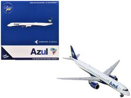 GeminiJets - Embraer E195-E2 Commercial Aircraft Azul Brazilian Airlines (PS-AEH) White with Blue Tail 1/400 Diecast Model Airplane - White ,Blue