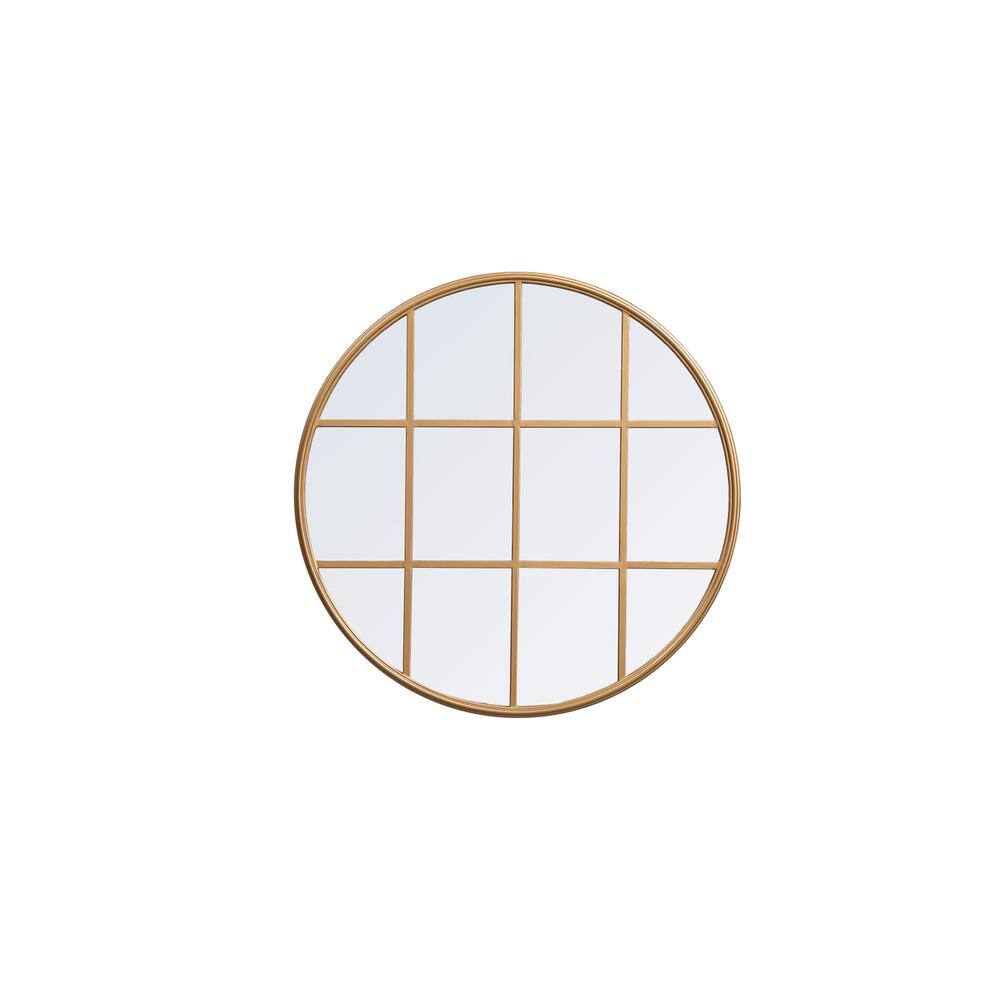 Alt View 2. Elegant Decor - Metal windowpane mirror 32 inch x 32 inch in Brass - Brass.