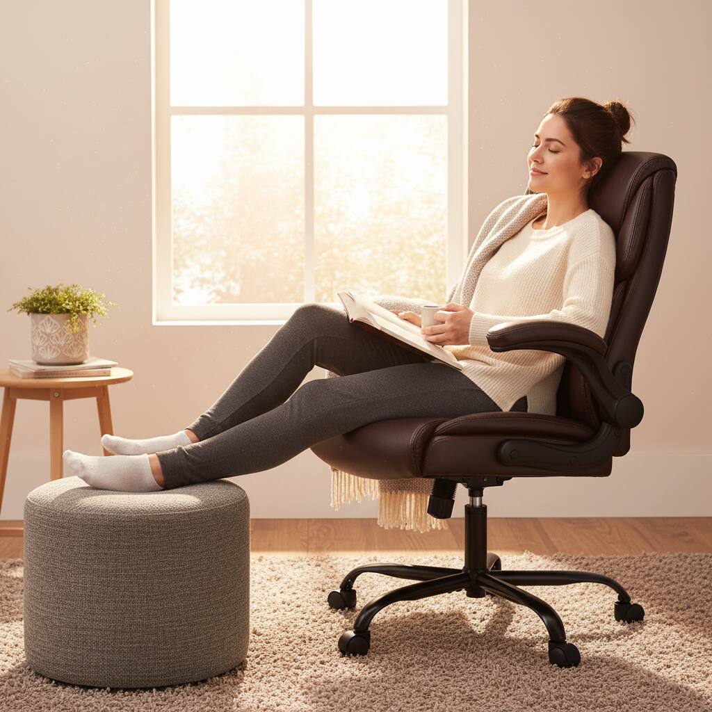 Alt View 6. AOITUN - Computer Gaming Chair, Ergonomic High Back Office Chairs with Wheels, Flip-up Arms, Adjustable Height, PU Leather, Brown - Brown.