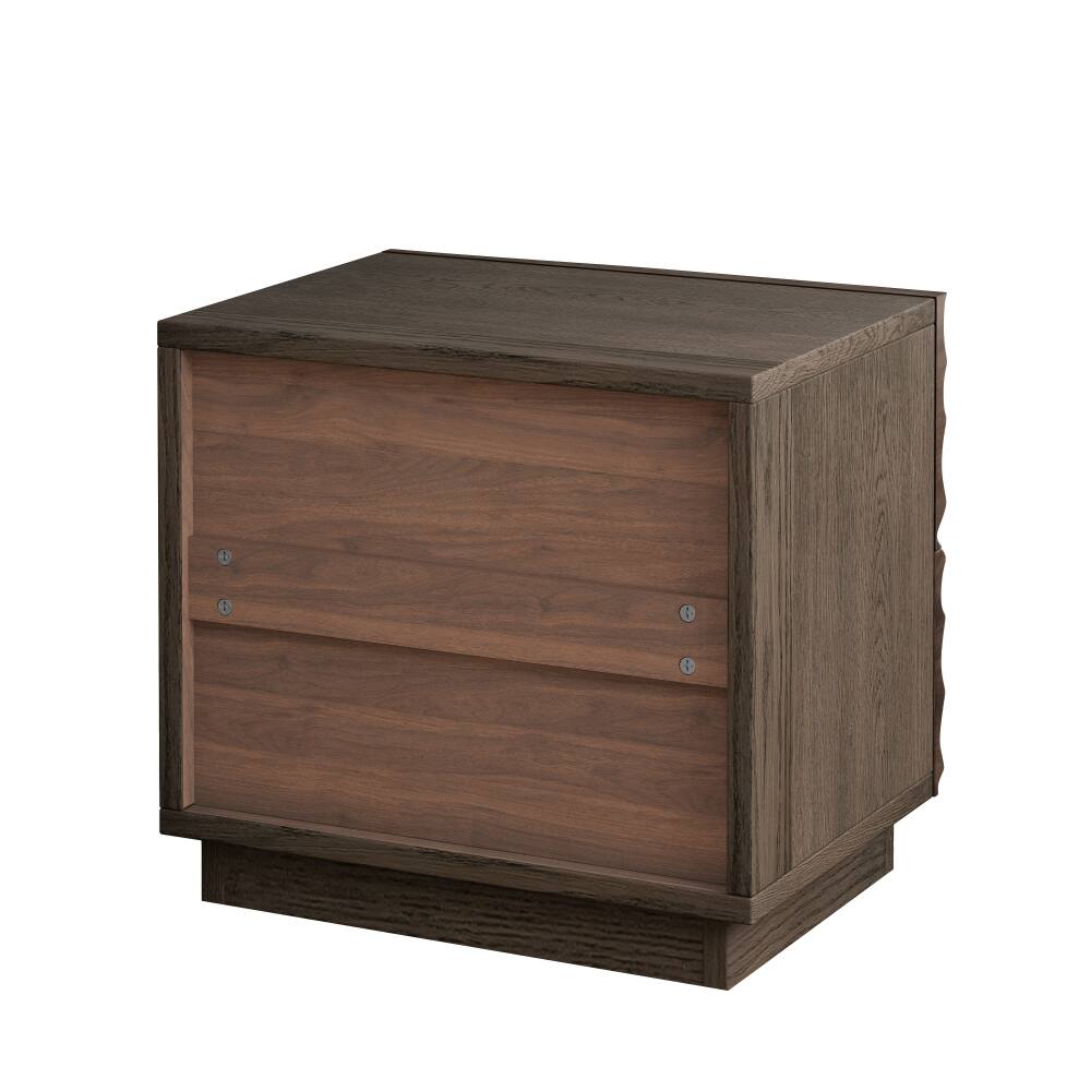 Alt View 2. JUJABU - Brown Solid Wood Nightstands, Bedside Table with 2 Drawers for Living Room - Brown.
