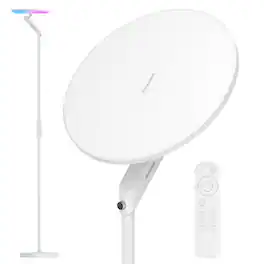 Honeywell - F2 Sunturalux™ 40W RGB Torchiere Floor Lamp,3000LM,2700-5000K CCT+6 RGB Modes,Remote Control,Eye-Caring Reading Light - White