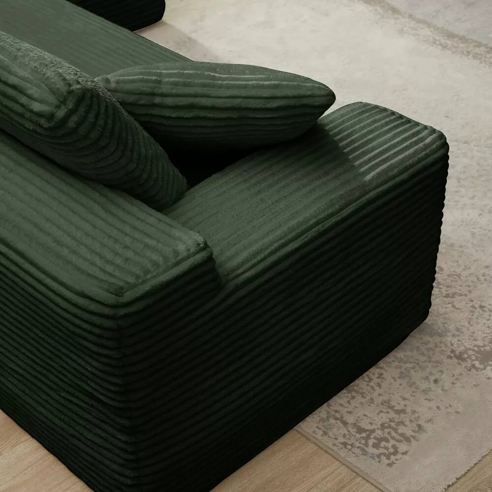 Alt View 9. Meqiodas - Boneless Couch for Living Room, Modular Sectional Sofa with Ottoman, Convertible L Shaped Couch, No Assembly Required - Green.