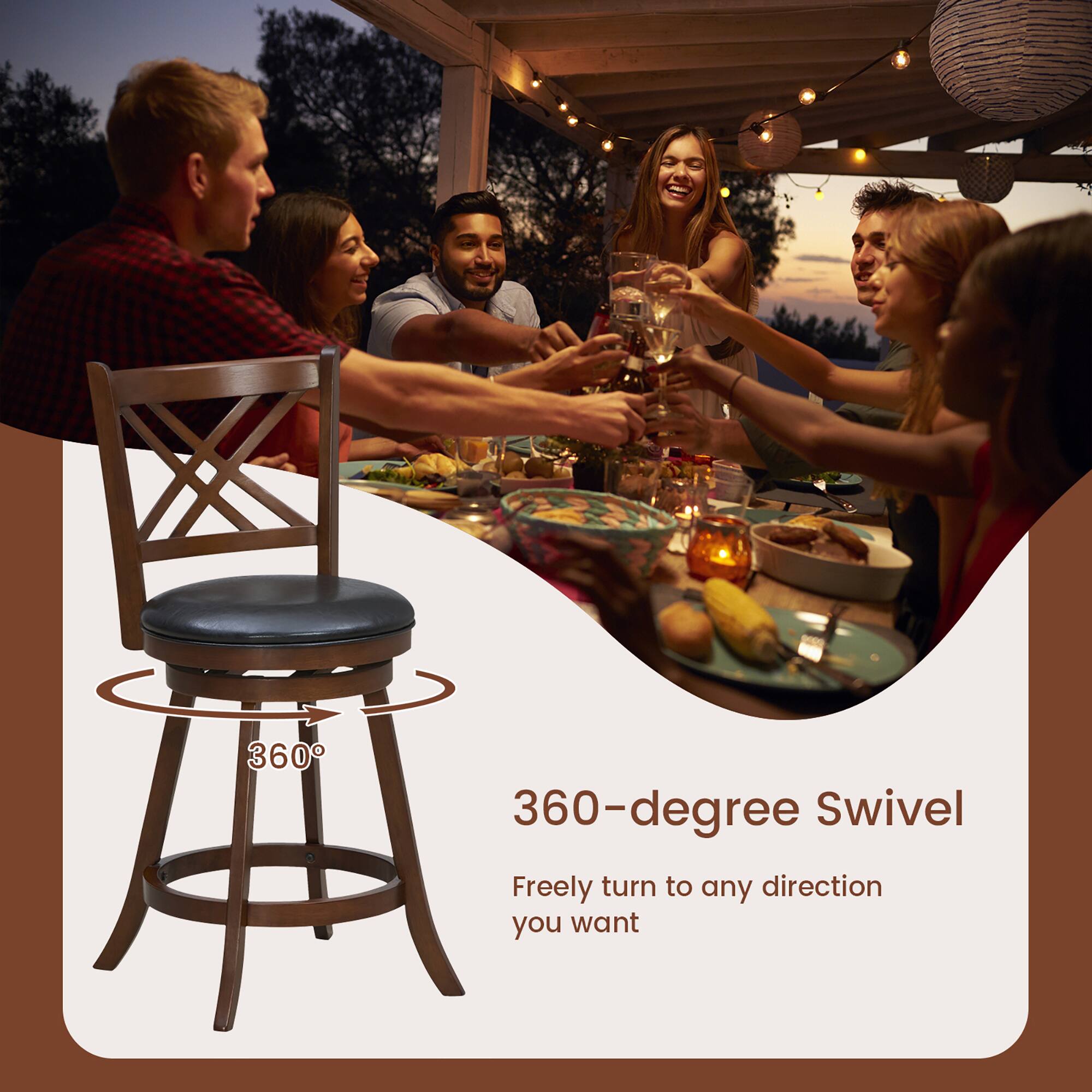 360-degree, 360 Swivel, Freely turn to any direction you want