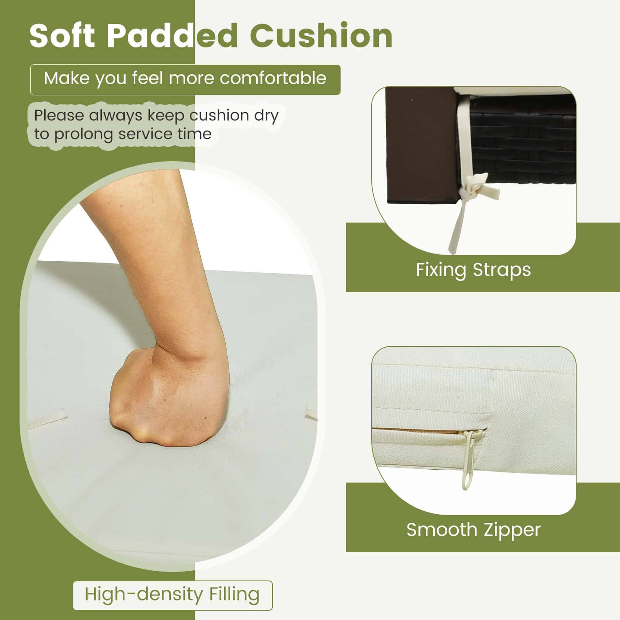 Soft Padded Cushion, Fixing Straps, Smooth Zipper, High-density Filling
