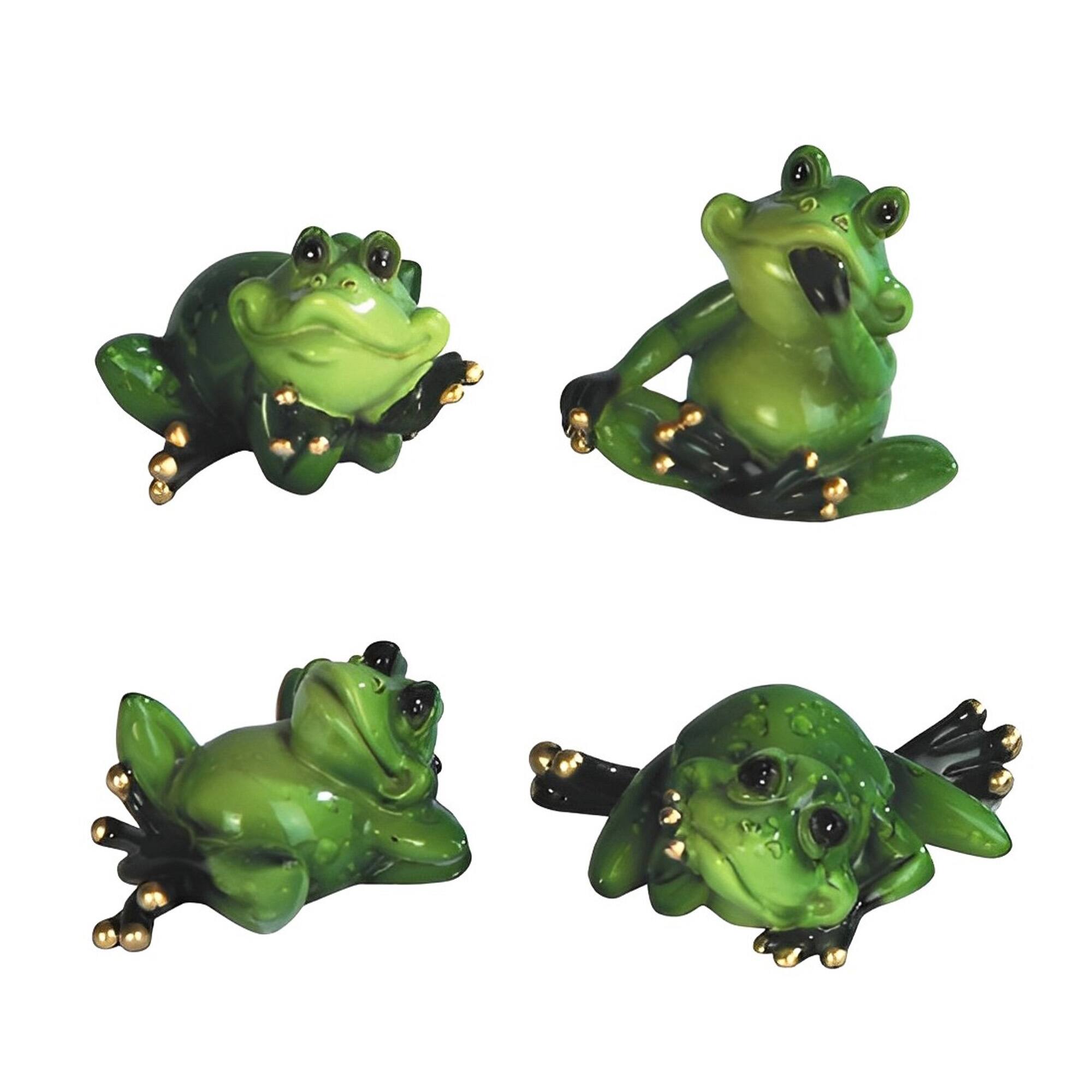 FC Design - 4-PC Mini Frog 2"W Animal Figurine Set Office Desk Tabletop Home Decor Gift - Multi-Color