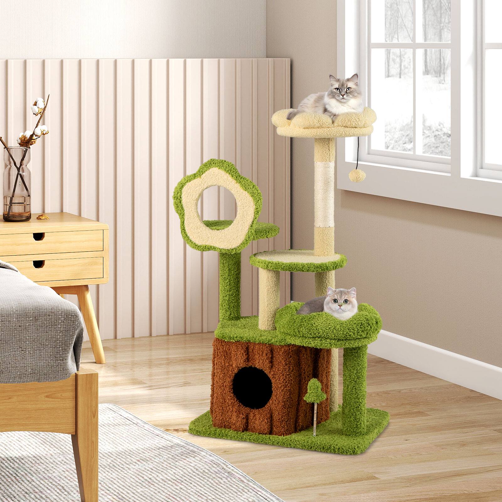 Alt View 4. Gymax - Gymax 40'' Cat Tree Tower w/Perch Condo Platforms Hanging Toy Spring Ball for Indoors.