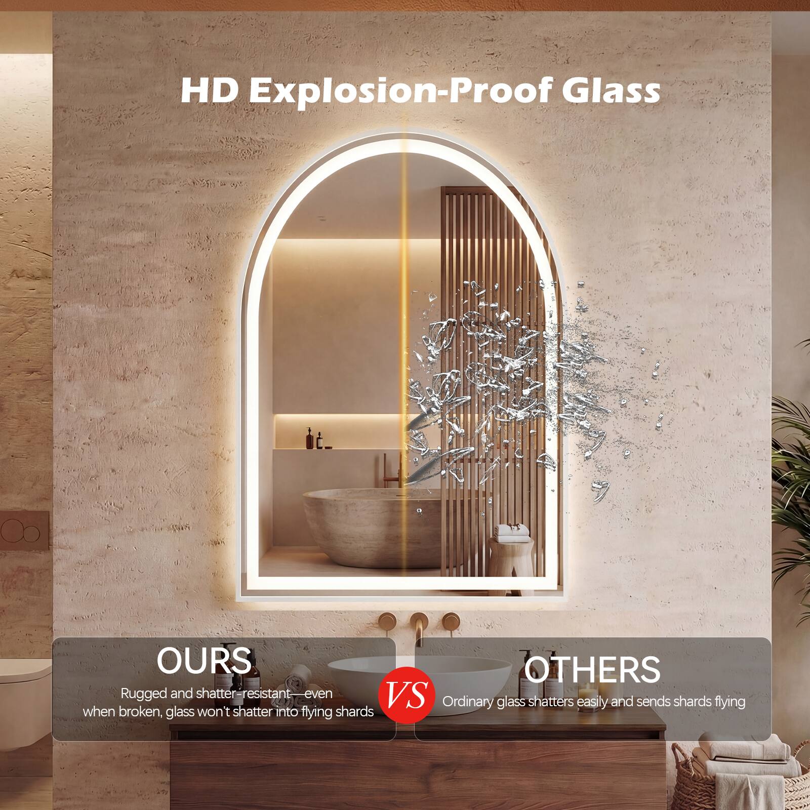HD Explosion-Proof Glass

OURS
Rugged and shatter-resistant—even when broken, glass won't shatter into flying shards

VS

OTHERS
Ordinary glass shatters easily and sends shards flying